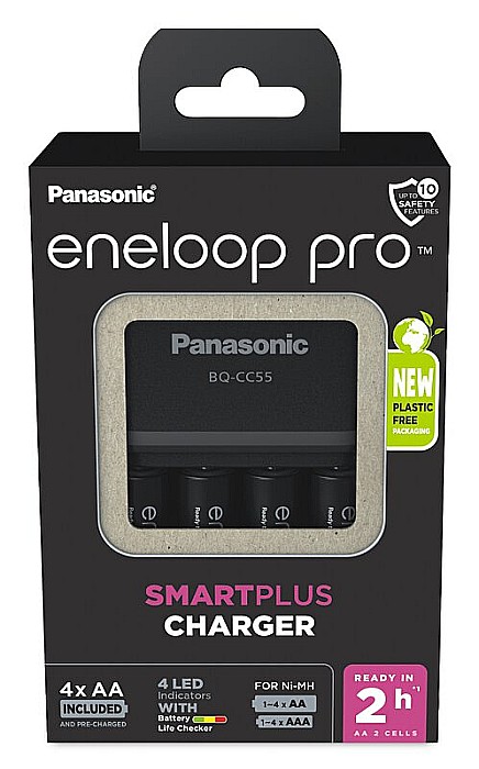 Incarcator Panasonic Eneloop BQ-CC55 + 4 x R6/AA Eneloop PRO 2500mAh BK-3HCDE EKO [3]
