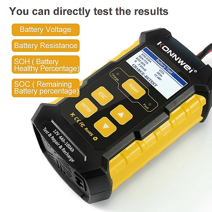 Tester diagnoza si redresor auto baterie 12V KONNWEI KW510 [2]