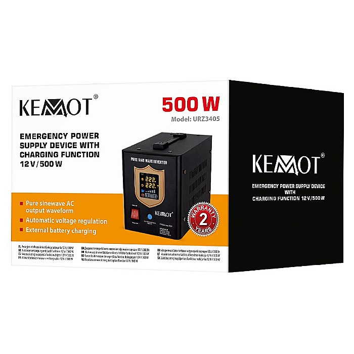 UPS pentru centrala termica 500W 800VA 12V Sinus Pur Kemot URZ3405B negru [3]