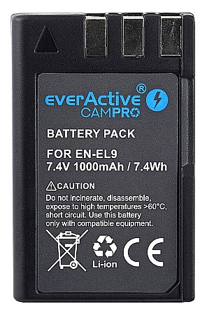 Acumulator camera EverActive CamPRO EN-EL9 / EN-EL9e 7.4V 1000mAh Li-Ion Compatibil Nikon [1]