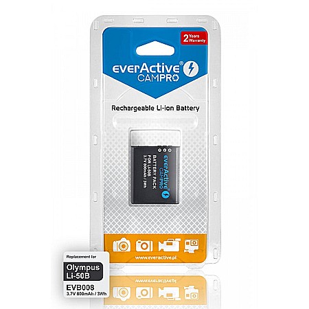 Acumulator Camera EverActive CamPRO LI-50B 3.7V 800mAh Li-Ion Compatibil Olympus [1]