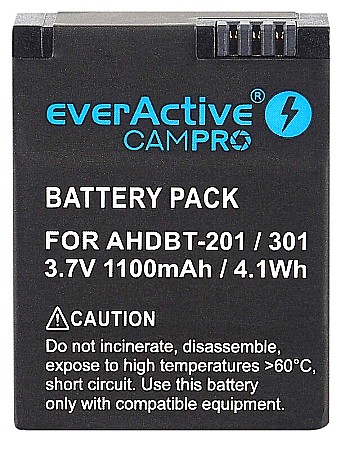 Acumulator Compatibil GoPro Hero 3 / 3+ / AHDBT-301 3,7V, 1100mAh Li-Ion EverActive CamPRO [2]