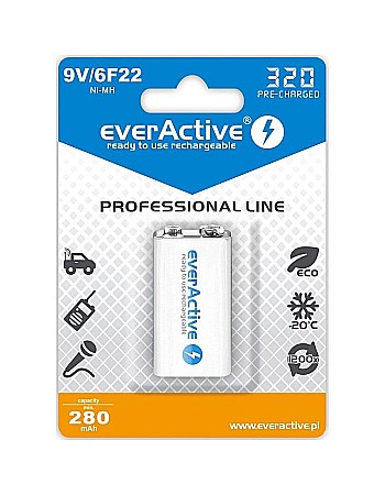 Acumulatori - Acumulator Ni-MH EverActive 6F22 tip 9V 320mAh set 1 buc.