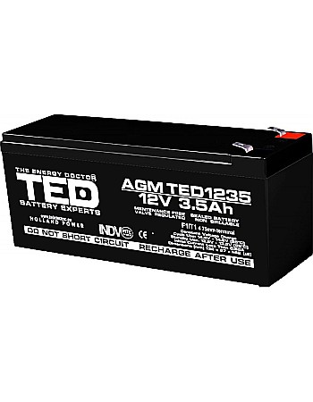 Acumulatori - Acumulator stationar 12V 3,5Ah F1 AGM VRLA TED Electric TED1235