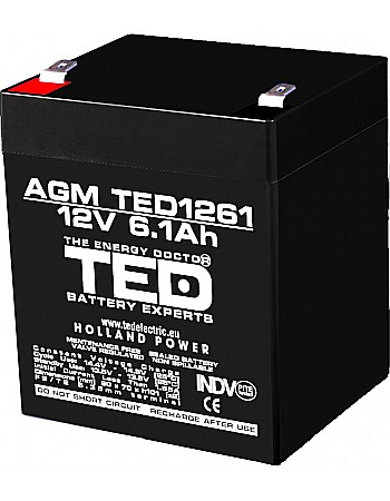 Acumulatori - Acumulator stationar 12V 6,1Ah F2 AGM VRLA TED Electric TED1261
