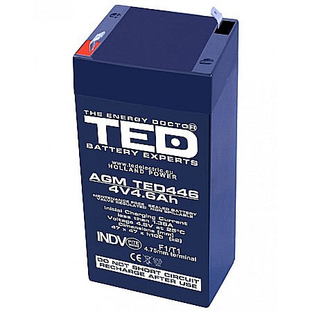 Acumulatori 4V - Acumulator stationar 4V 4.6Ah, pentru cantar electric TED446