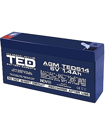 Acumulatori - Acumulator stationar 6V 1,4Ah F1 AGM VRLA TED Electric TED614