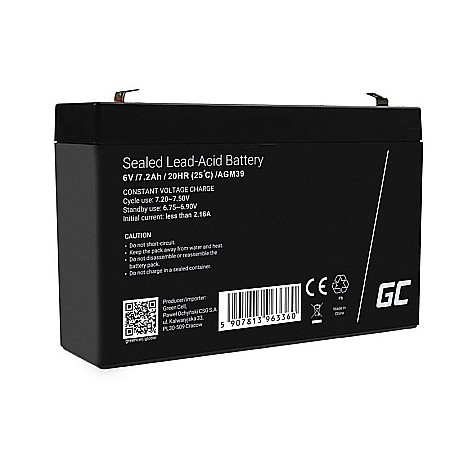 Surse de energie - Acumulator stationar 6V 7.2Ah F1 AGM Green Cell AGM39