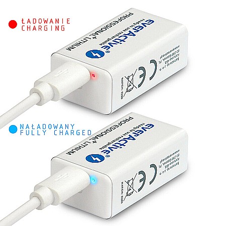 Acumulator tip 9V Li-ion 550mAh 1200 cicluri 6F22 cu incarcare directa la micro USB [2]