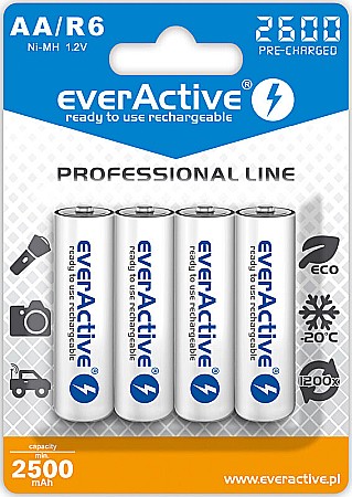 AA LR6 - Acumulatori AA R6 2600mAh 1.2V Ni-MH set 4 buc. Everactive Professional Line
