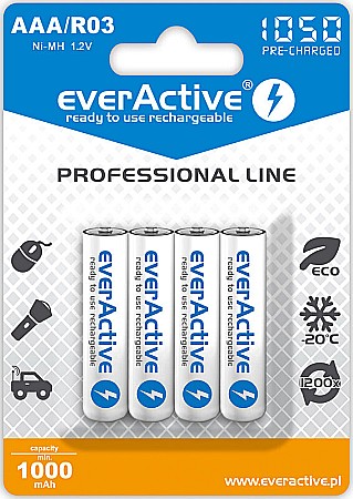 Surse de energie - Acumulatori AAA R3 1050mAh 1.2V Ni-MH set 4 buc. Everactive Professional Line