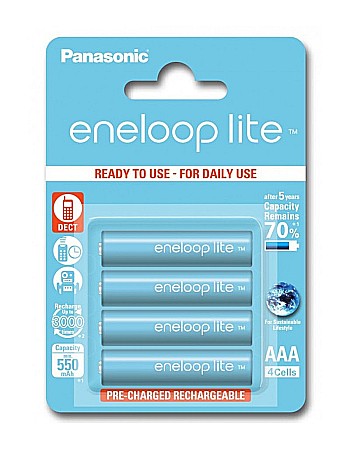 Acumulatori - Acumulatori Panasonic Eneloop Lite AAA R3 550mAh 1,2V Ni-MH BK-4LCCE/4BE set 4 buc.