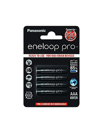 Acumulatori - Acumulatori Panasonic Eneloop Pro AAA R3 930mAh 1,2V Ni-MH BK-4HCDE/4BE set 4 buc.