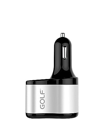 Alimentator de la auto 12-24V la 2x USB maxim 2,1A + mufa bricheta mama negru GF-C14 Golf [2]