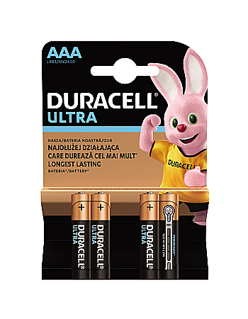 Baterii - Baterie Duracell Ultra AAA R3 1,5V alcalina set 4 buc.
