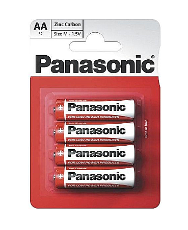 Baterii Zinc-Carbon Uzuale - Baterie Panasonic AA R6 1,5V zinc carbon R06RZ/4BP set 4 buc.