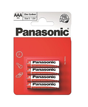 Baterii Zinc-Carbon Uzuale - Baterie Panasonic AAA R3 1,5V zinc carbon R03RZ/4BP set 4 buc.
