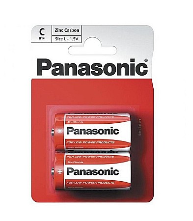 Baterii Zinc-Carbon Uzuale - Baterie Panasonic C R14 1,5V zinc carbon R14RZ/2BP set 2 buc.