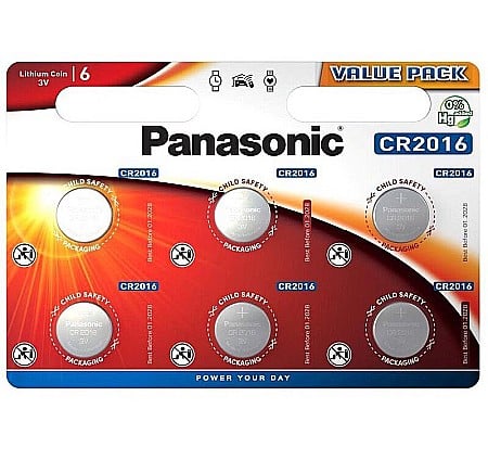 Baterii Litiu Tip Buton - Baterie Panasonic CR2016 3V litiu CR-2016L/6BP Value Pack set 6 buc.