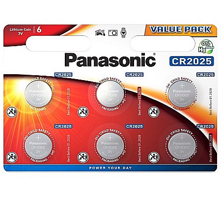 Baterie Panasonic CR2025 3V litiu CR-2025L/6BP Value Pack set 6 buc.