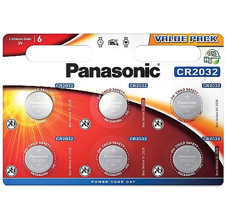 Surse de energie - Baterie Panasonic CR2032 3V litiu CR-2032L/6BP Value Pack set 6 buc.