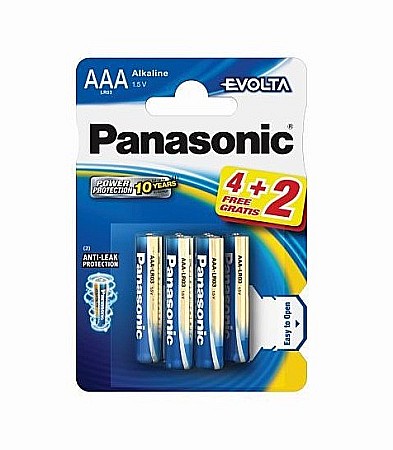 Surse de energie - Baterie Panasonic Evolta AAA R3 1,5V alcalina LR03EGE/6BP set 6 buc.