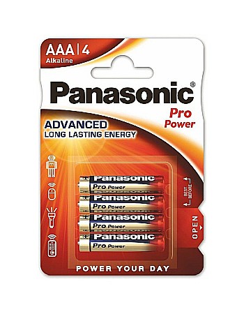 Surse de energie - Baterie Panasonic Pro Power AAA R3 1,5V alcalina LR03PPG/4BP set 4 buc.