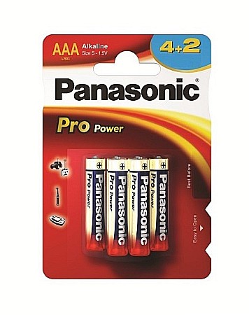 Surse de energie - Baterie Panasonic Pro Power AAA R3 1,5V alcalina LR03PPG/6BP set 6 buc.