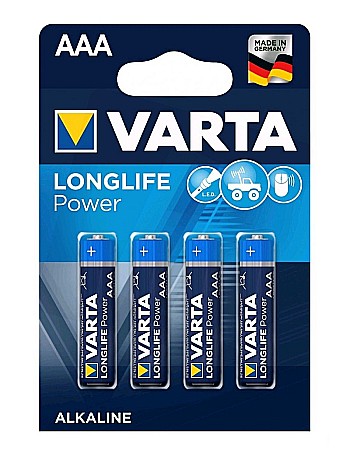 Surse de energie - Baterie Varta Long Life Power AAA R3 1,5V alcalina set 4 buc.