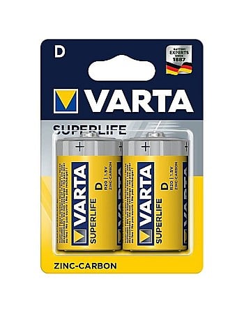 Baterii Zinc-Carbon Uzuale - Baterie Varta SuperLife D R20 1,5V zinc carbon set 2 buc.