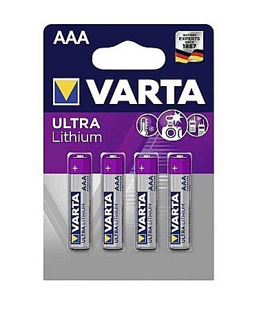 Baterii - Baterie Varta Ultra Lithium AAA R3 1,5V litiu set 4 buc.