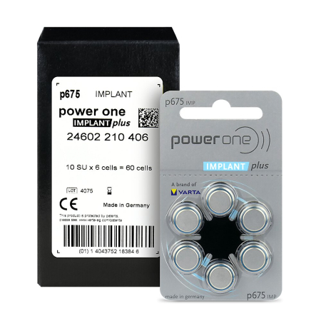 Baterii zinc aer tip Implant Cohlear 675 PR44 1,45V - Baterie P675 Implant Power One Zinc-Aer 1.45V cutie 60 buc