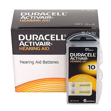 Baterii Zinc-Aer - Baterii Duracell 10 PR70 DA10 Zinc-Aer 1,45V Pentru Aparate Auditive Set 60 Baterii