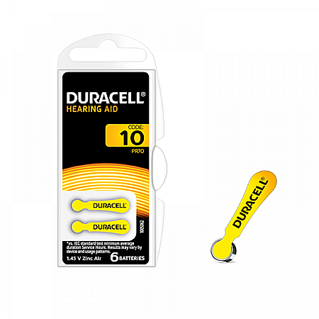 Baterii Duracell 10 PR70 DA10 Zinc-Aer 1,45V Pentru Aparate Auditive Set 60 Baterii [1]