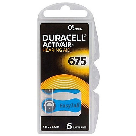 Baterii Duracell 675 PR44 DA675 Zinc-Aer 1,45V Pentru Aparate Auditive Set 60 Baterii [2]