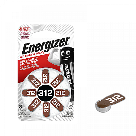Baterii Energizer 312 PR41 PR312 Zinc-Aer 1,4V Pentru Aparate Auditive Set 8 Baterii