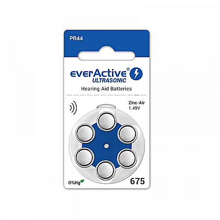 Baterii Zinc-Aer - Baterii EverActive Ultrasonic 675 PR44 Zinc-Aer 1,45V Pentru Aparate Auditive Set 6 Baterii