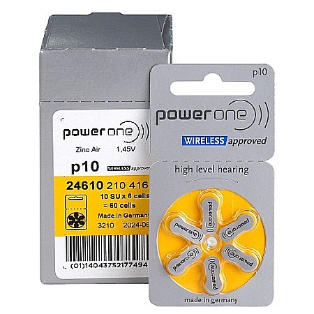Baterii Zinc-Aer - Baterii PowerOne 10 PR70 Zinc-Aer 1,45V Pentru Aparate Auditive Set 60 Baterii