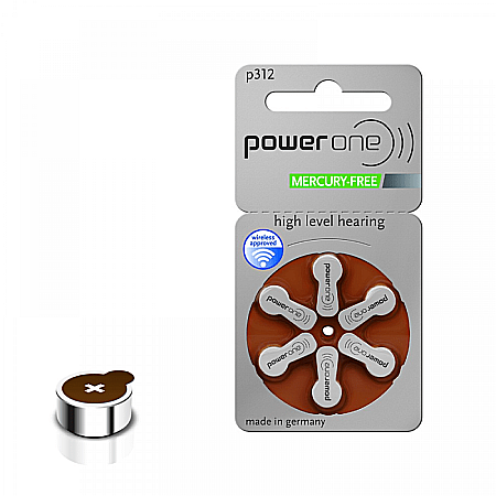 Baterii PowerOne 312 PR41 Zinc-Aer 1,45V Pentru Aparate Auditive Set 60 Baterii [1]