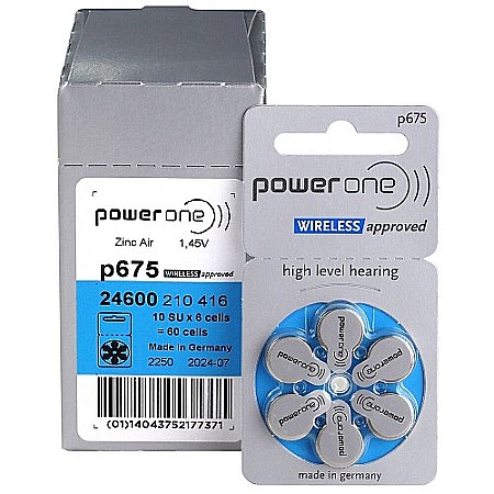 Baterii Zinc-Aer - Baterii PowerOne 675 PR44 Zinc-Aer 1.45V Pentru Aparate Auditive Set 60 Baterii