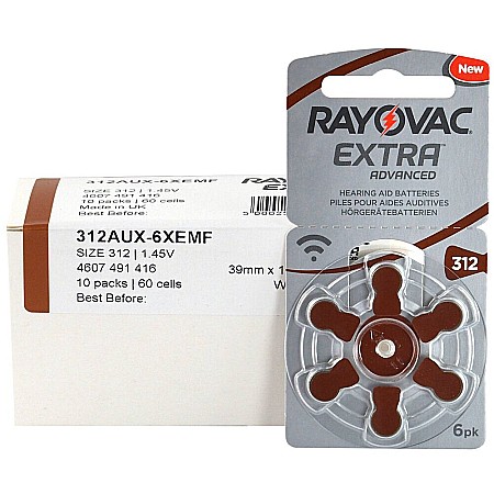 Baterii Zinc-Aer - Baterii Rayovac Extra 312 PR41 Zinc-Aer 1.45V Pentru Aparate Auditive Set 60 Baterii
