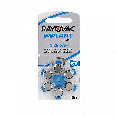 Baterii Rayovac Implant Pro + 675 PR44 Zinc-Aer 1,45V Pentru Aparate Auditive Set 60 Baterii [1]