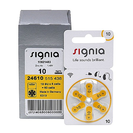 Baterii Zinc-Aer - Baterii Signia 10 PR70 Zinc-Aer 1.45V Pentru Aparate Auditive Set 60 Baterii