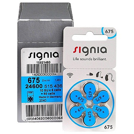 Surse de energie - Baterii Signia 675 PR44 Zinc-Aer 1.45V Pentru Aparate Auditive Set 60 Baterii