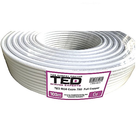 Cablu coaxial - Cablu coaxial 75 ohm RG6 Cupru + tresa 100m Cupru TED Electric