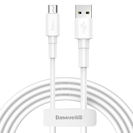 Cabluri USB - Cablu USB la Micro USB Baseus Quick Charge 2.4A 1 metru alb incarcare si date CAMSW-02