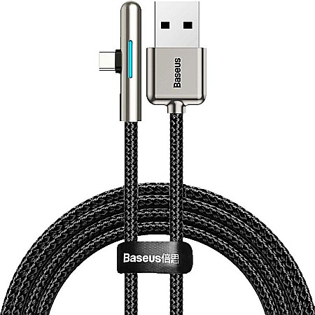 Cabluri USB - Cablu USB la USB Tip C Baseus Iridescent Lamp 90 and deg Elbow 4A 40W 1m CAT7C-B01 date si incarcare, negru