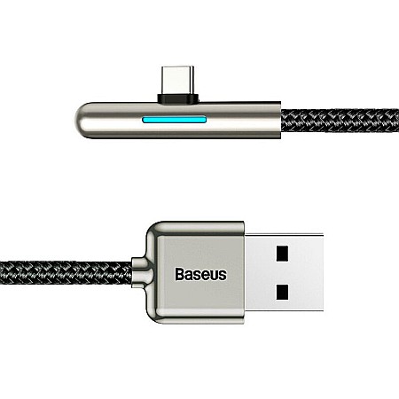 Cablu USB la USB Tip C Baseus Iridescent Lamp 90 and deg Elbow 4A 40W 1m CAT7C-B01 date si incarcare, negru [3]