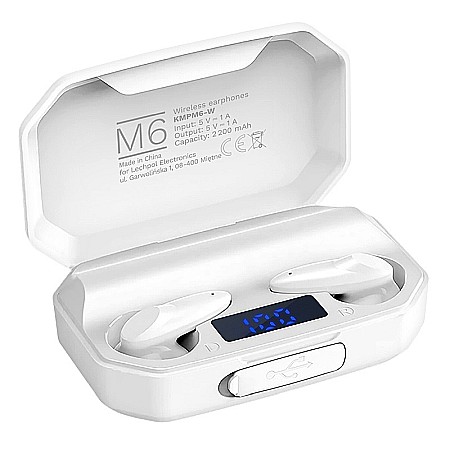 Casti wireless bluetooth 5.1 albe KrugerMatz M6 [2]