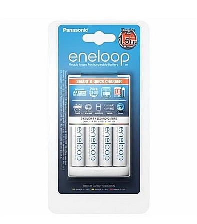 Surse de incarcare - Incarcator Panasonic cu 4 acumulatori Eneloop AA R6 1900mAh Ni-MH 1,2V K-KJ55MCC40E Smart & Quick